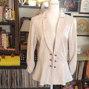 Elegant Cream Double-Breasted Women's Blazer
